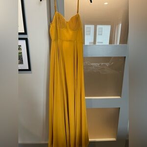 Lulu’s yellow/gold maxi dress- size XS